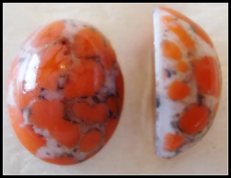 10x8mm (1685) Glass Coral Matrix Oval Cabochon