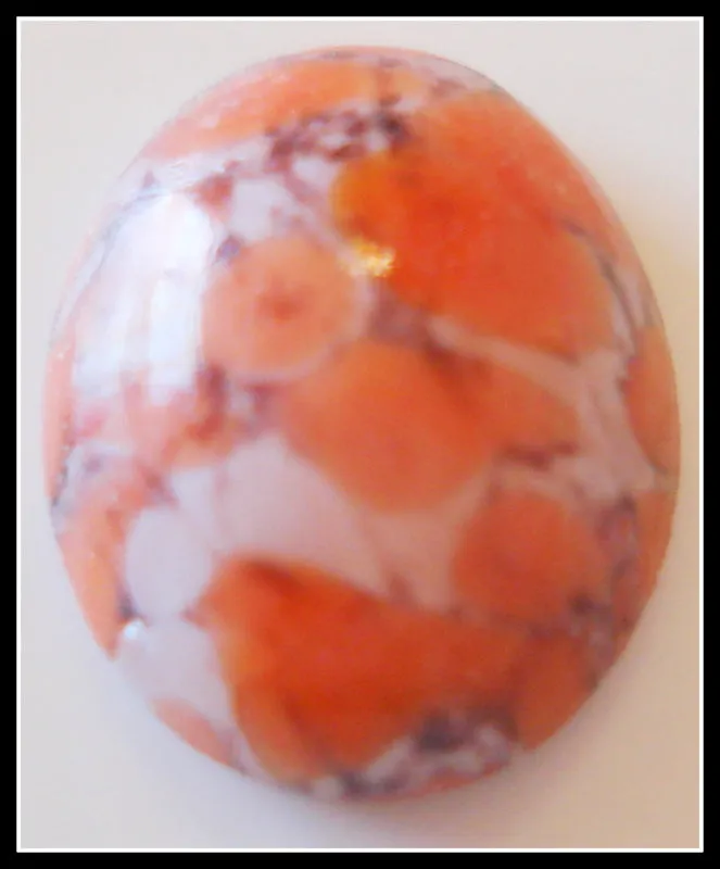 10x8mm (1685) Glass Coral Matrix Oval Cabochon