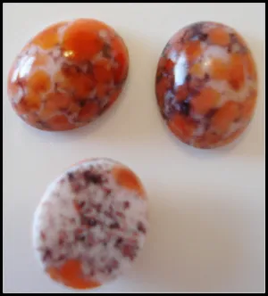 10x8mm (1685) Glass Coral Matrix Oval Cabochon