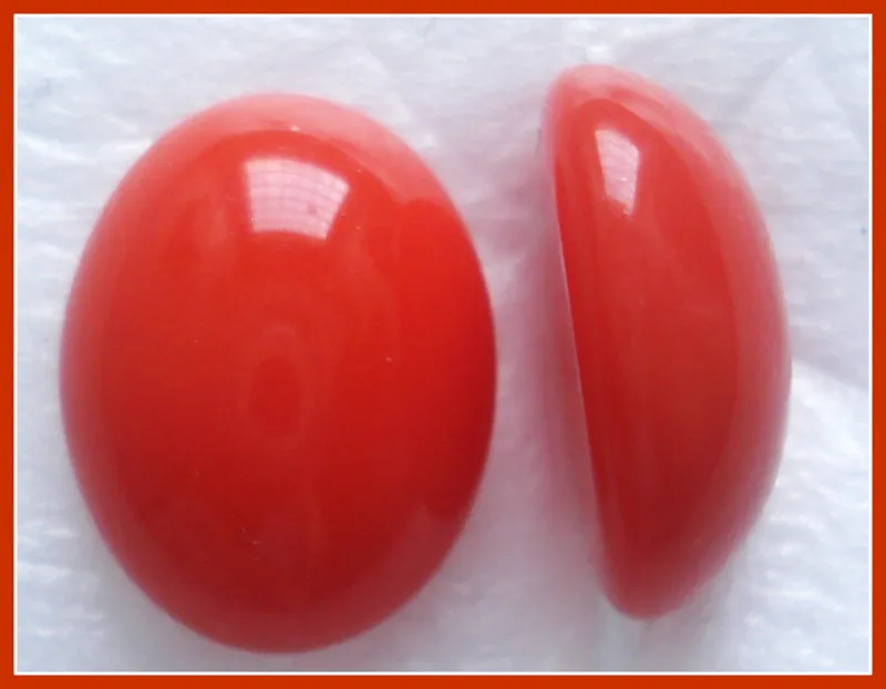10x8mm (2195) Glass Coral Oval Cabochon