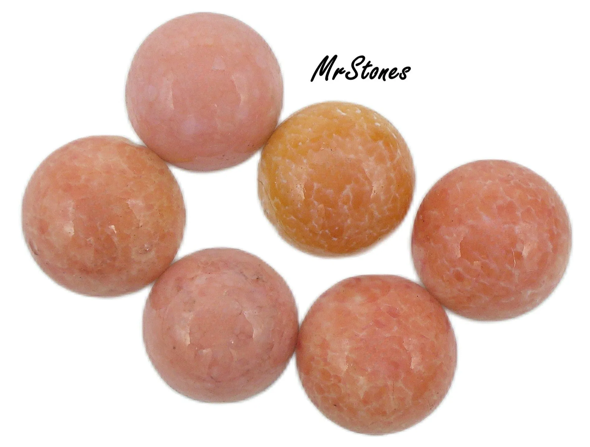 13mm (2194) Peach Coral Pink Matrix Round Cabochon