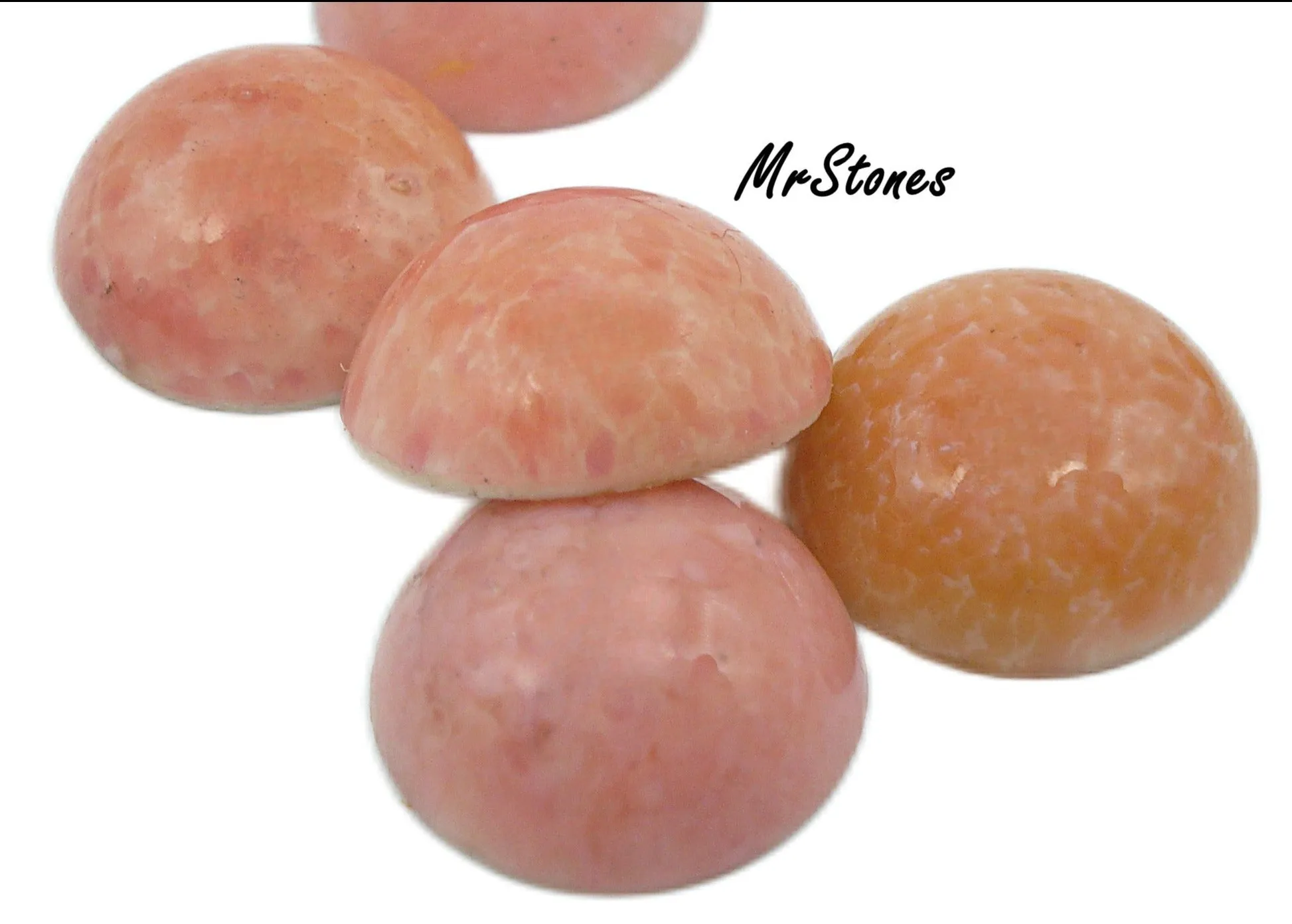 13mm (2194) Peach Coral Pink Matrix Round Cabochon