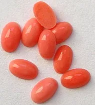 5x3mm (2195) Glass Coral Color Oval Cabochon