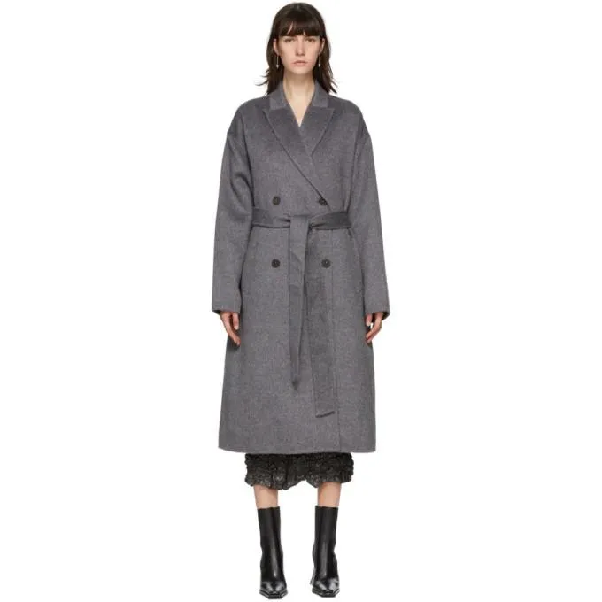 Acne Studios Grey Wool Double-Breasted Coat
