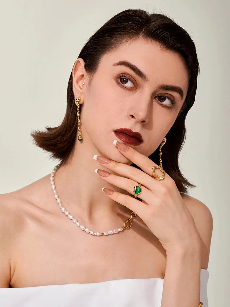 Aphrodite Heart Green Onyx Open Ring