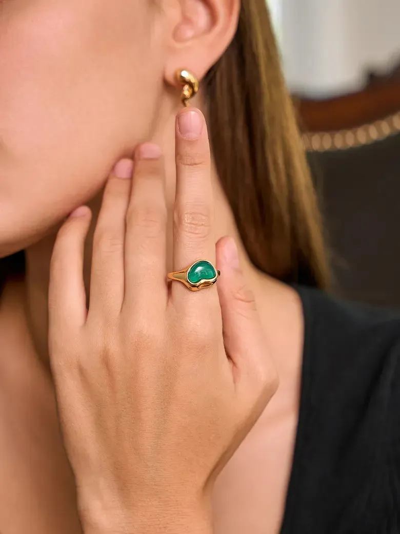 Aphrodite Heart Green Onyx Open Ring