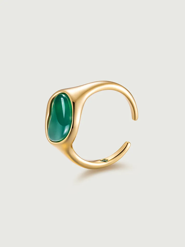 Aphrodite Heart Green Onyx Open Ring