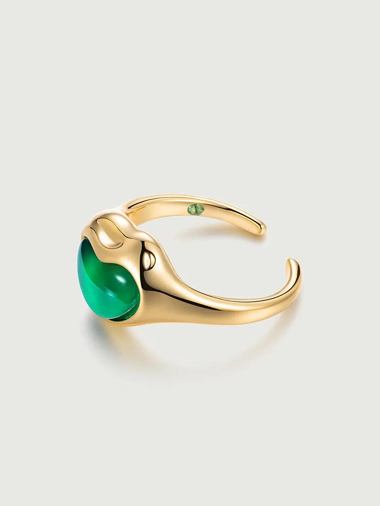 Aphrodite Heart Green Onyx Open Ring