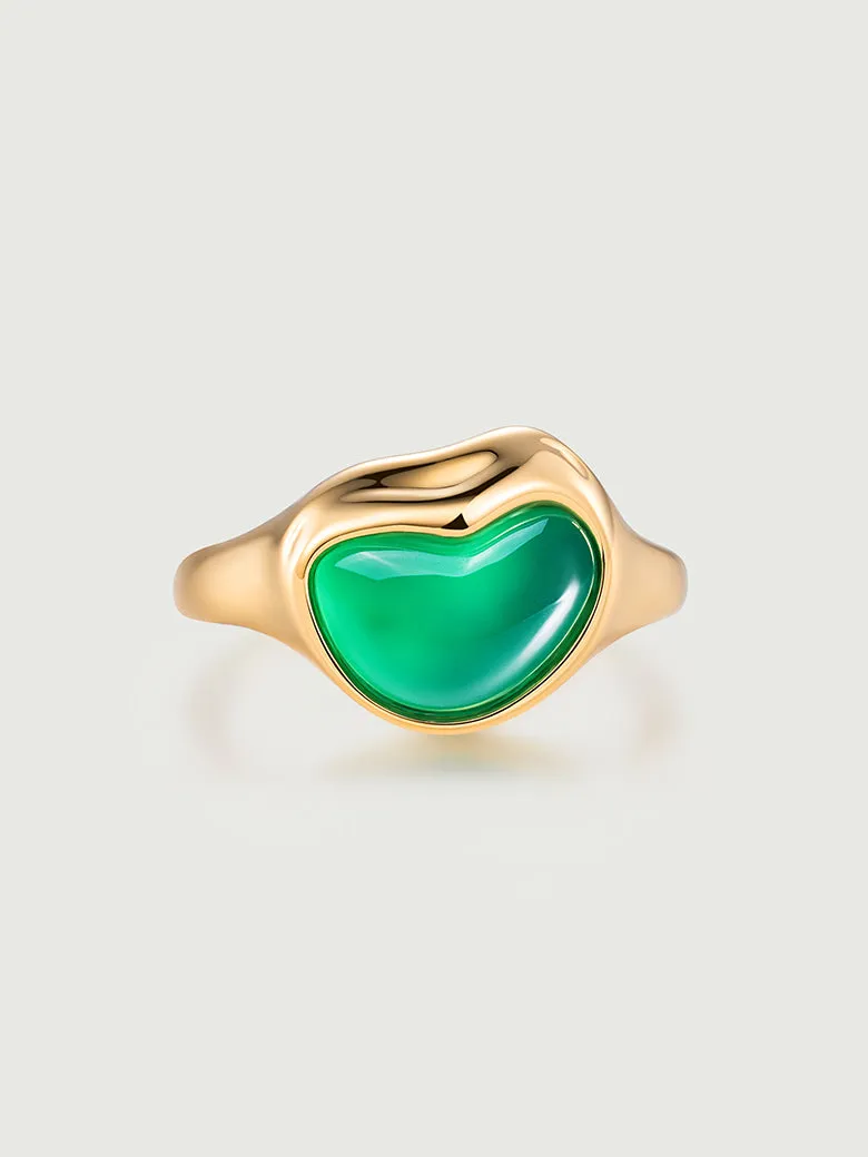 Aphrodite Heart Green Onyx Open Ring