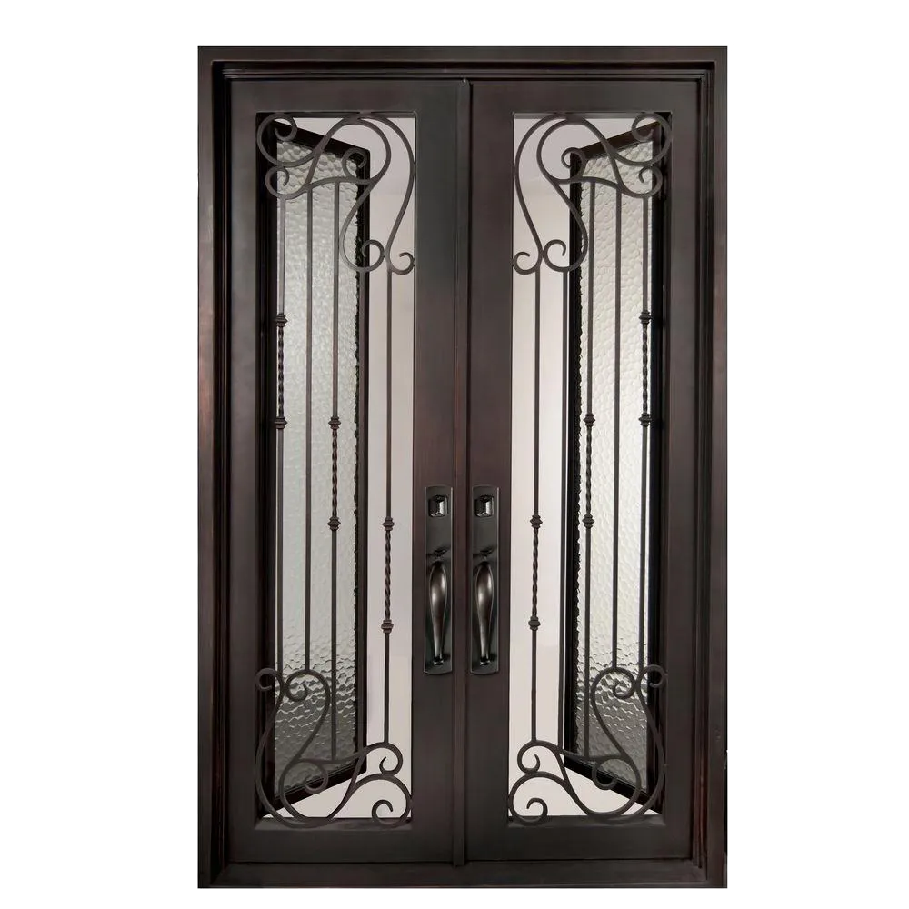 Armonia Classic Full Lite Painted Heavy Bronze Decorative Wrought Iron Prehung Front Door