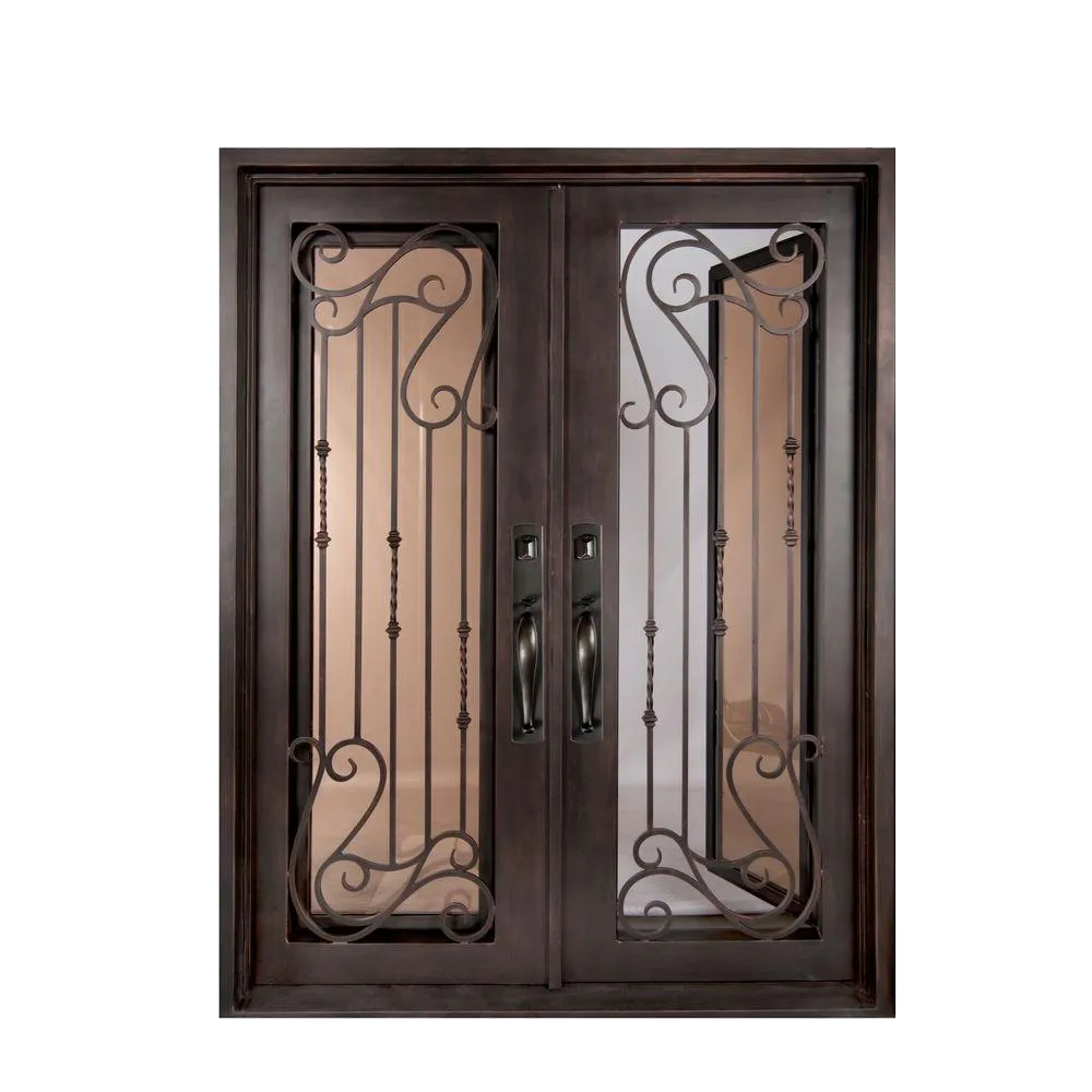 Armonia Classic Full Lite Painted Heavy Bronze Decorative Wrought Iron Prehung Front Door