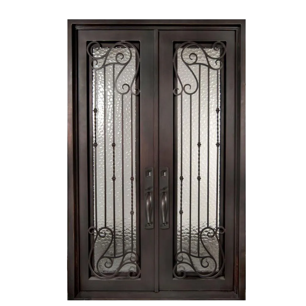 Armonia Classic Full Lite Painted Heavy Bronze Decorative Wrought Iron Prehung Front Door
