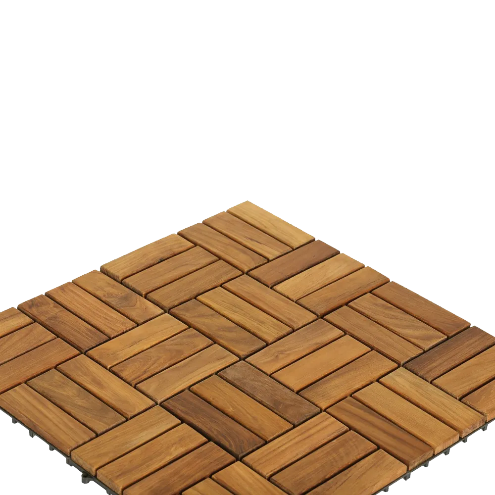 Bare Interlocking Flooring Tiles in Solid Teak Wood