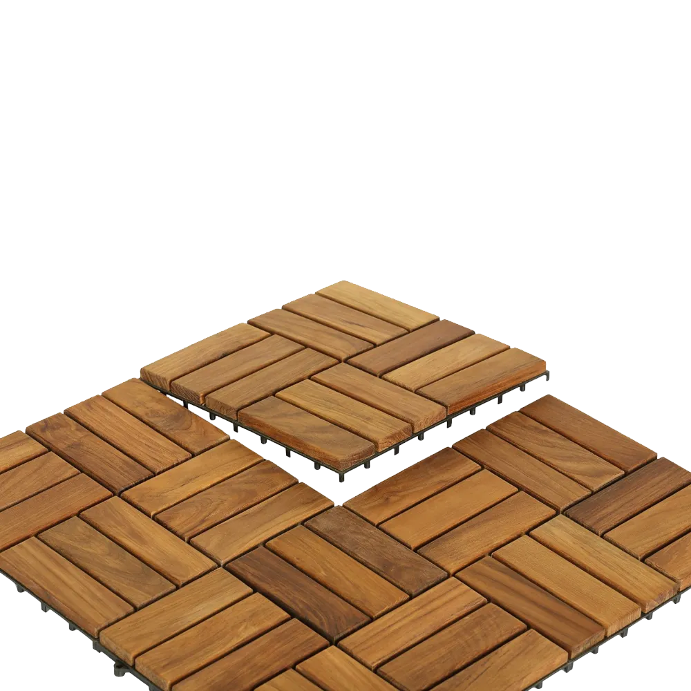 Bare Interlocking Flooring Tiles in Solid Teak Wood