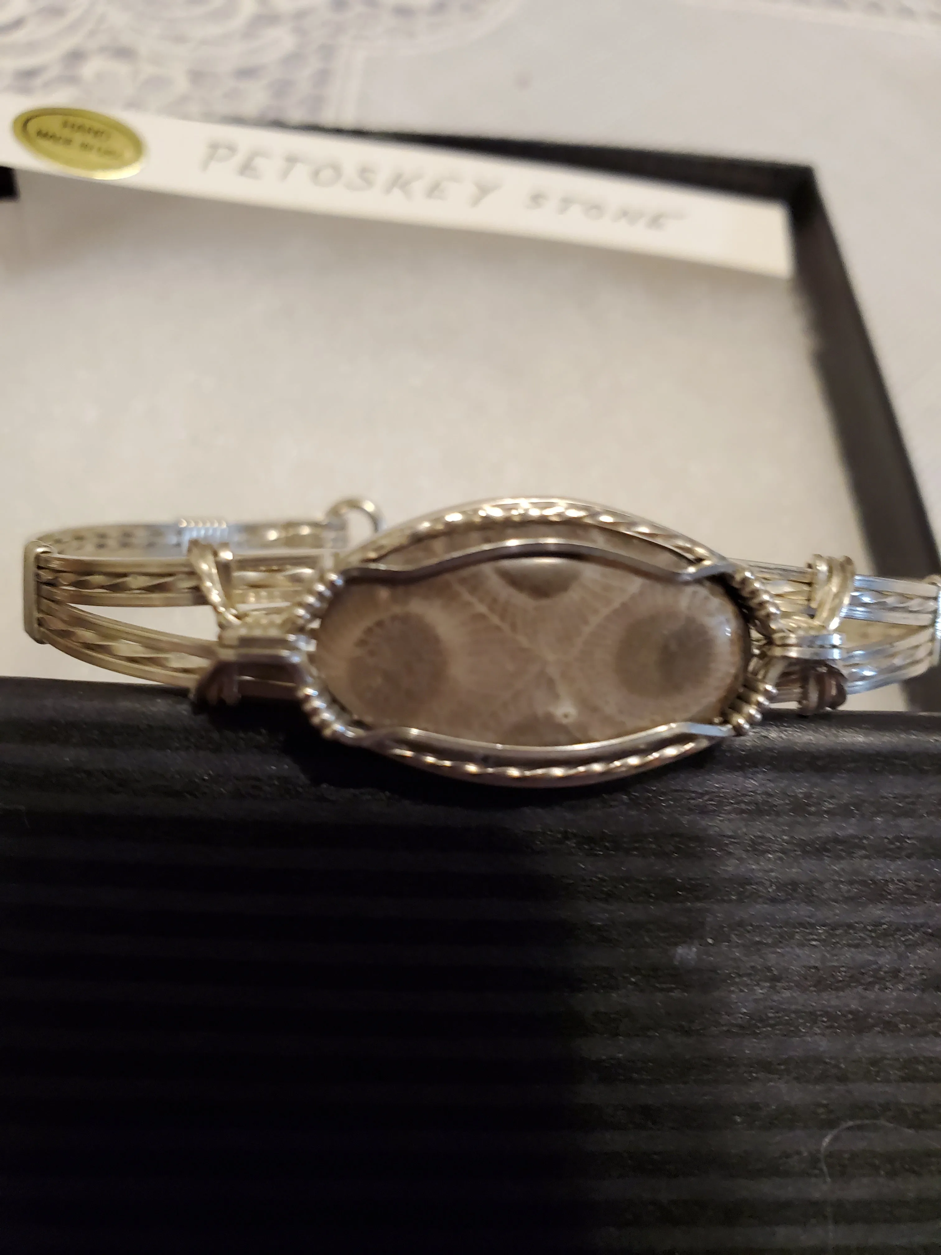 Custom Wire Wrapped Petoskey Stone Bracelet 6 3/4 MIchigan State Stone