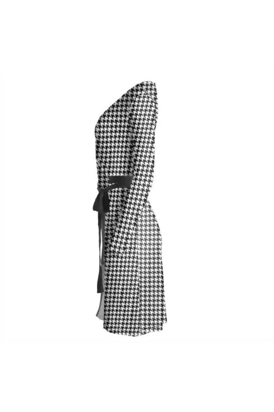 Micro Houndstooth Wrap Dress