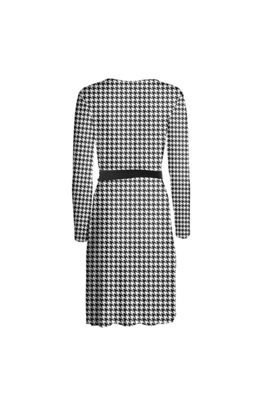 Micro Houndstooth Wrap Dress