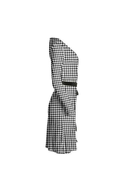 Micro Houndstooth Wrap Dress