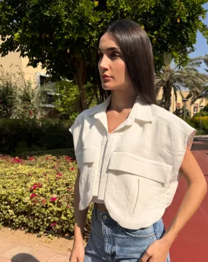 OVERSIZED Pockets Vest White