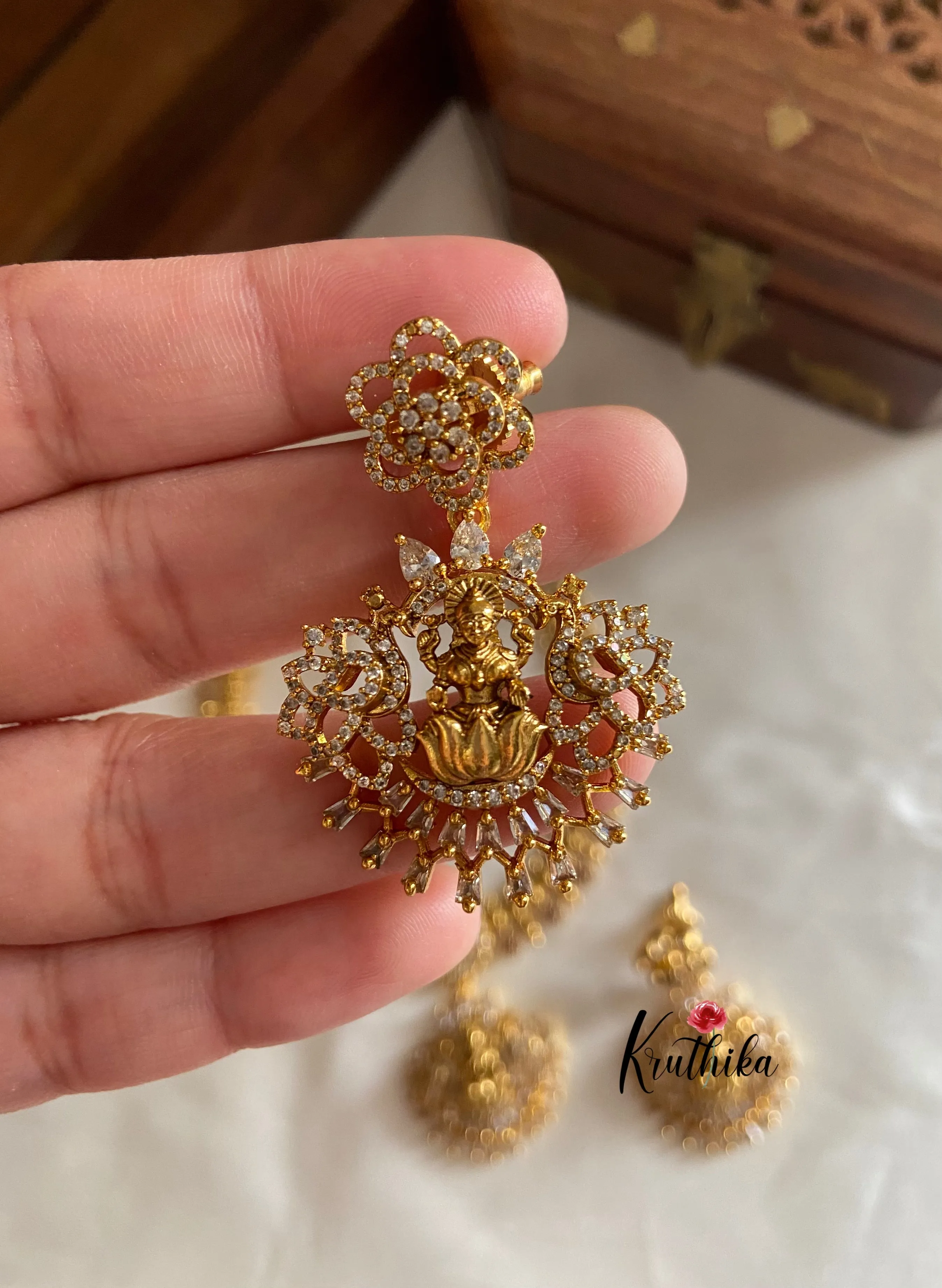 Premium AD Lakshmi Roses necklace NC705
