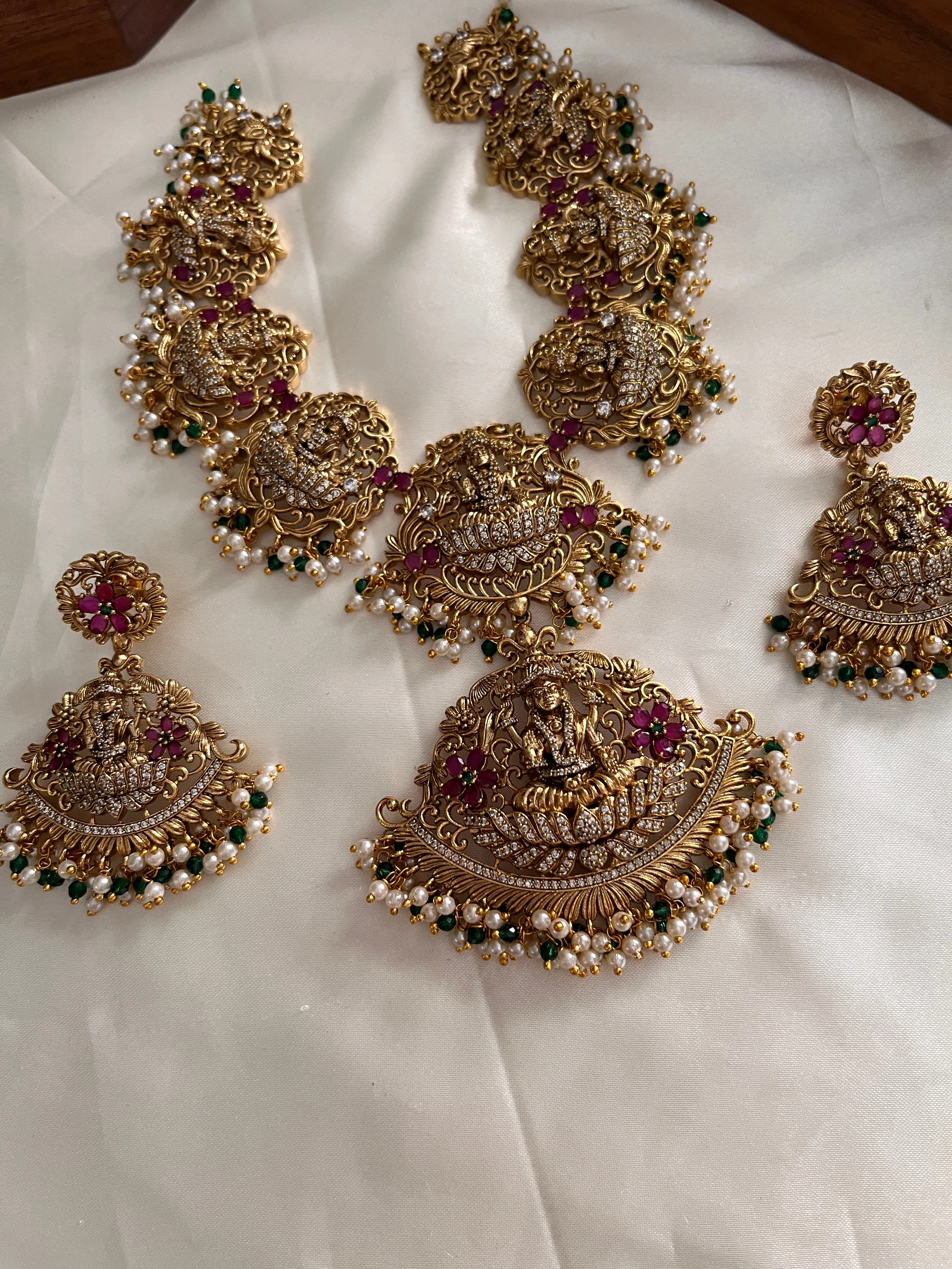 Premium quality Antique finish CZ Ashta Lakshmi Necklace NC446