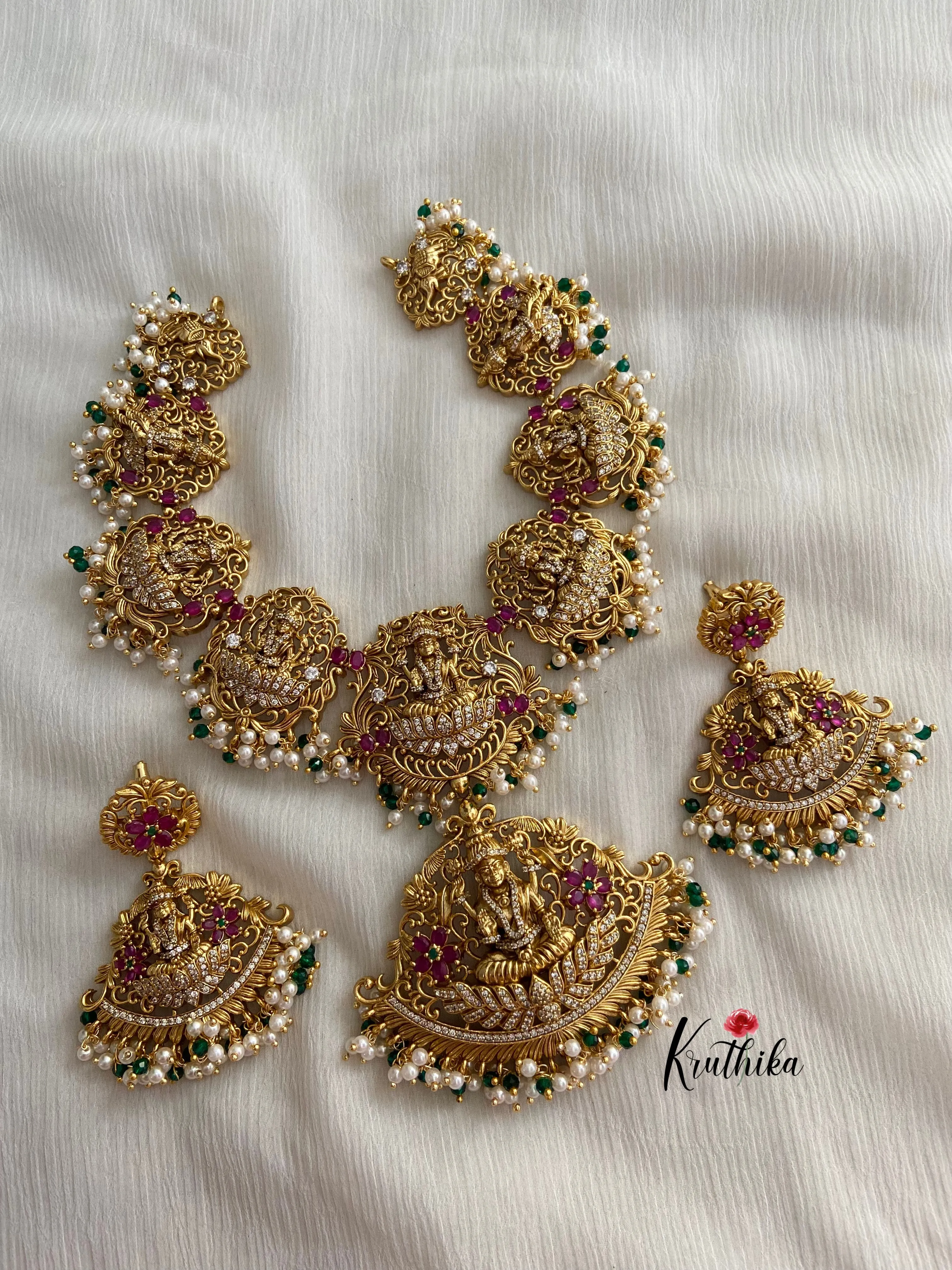 Premium quality Antique finish CZ Ashta Lakshmi Necklace NC446