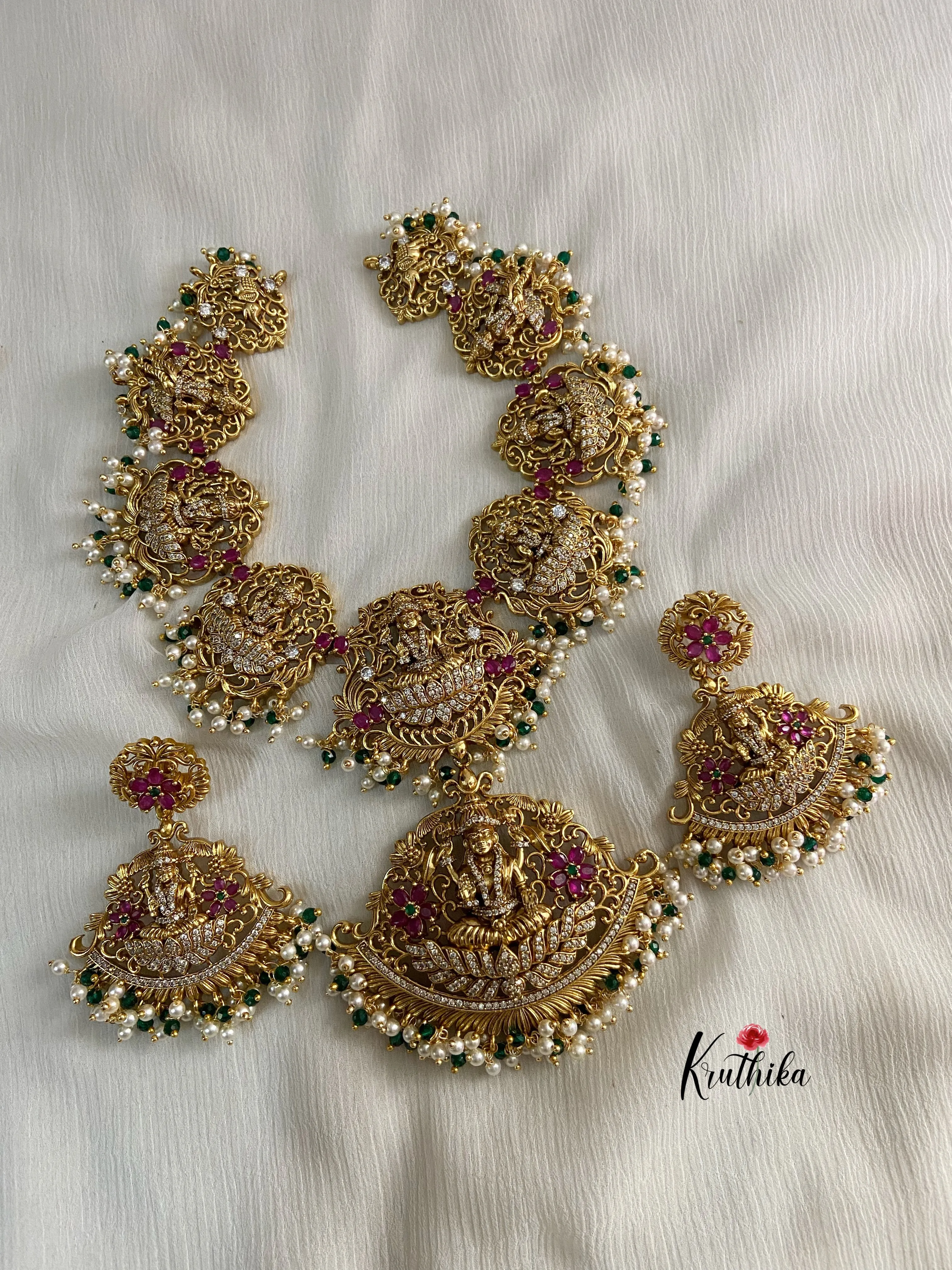 Premium quality Antique finish CZ Ashta Lakshmi Necklace NC446