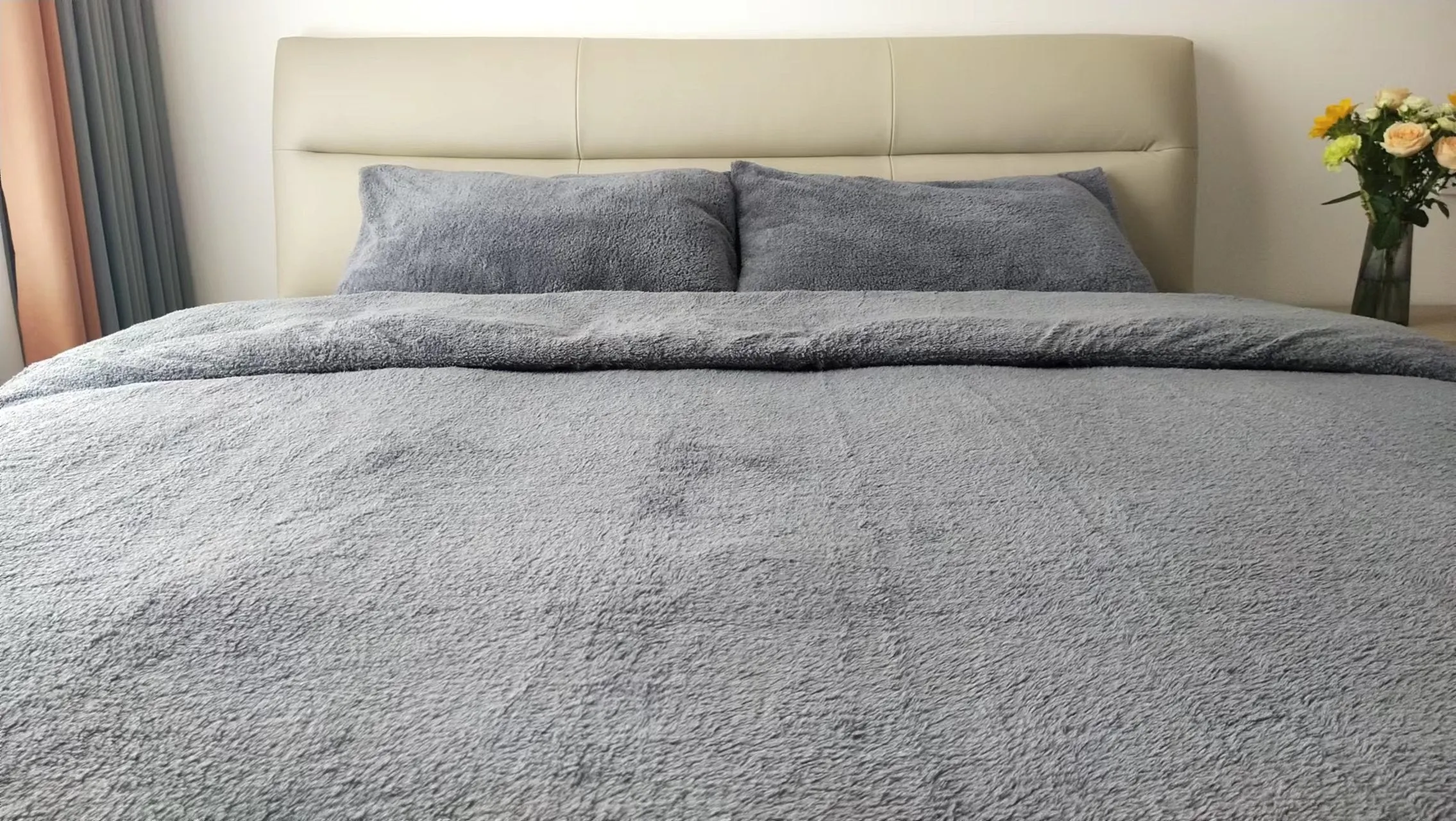 Teddy Fleece Duvet Cover And Pillowcase Set (Grey)